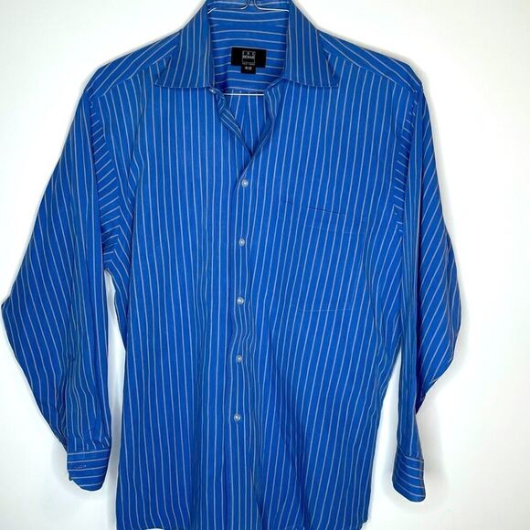 16-33 Ike Behar Blue-White Striped LS Shirt - Picture 4 of 4